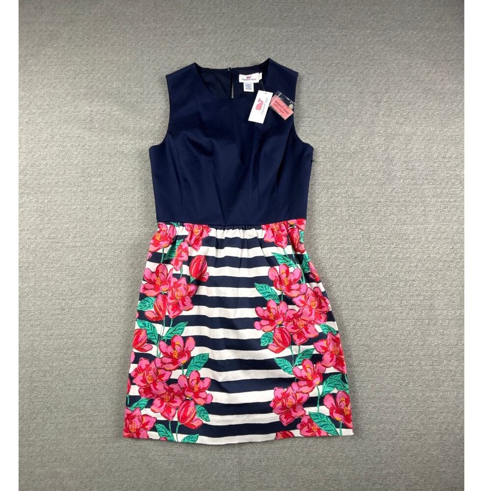 Vineyard Vines Sz 4 Magnolia Striped Dress Navy & White New Coastal Preppy